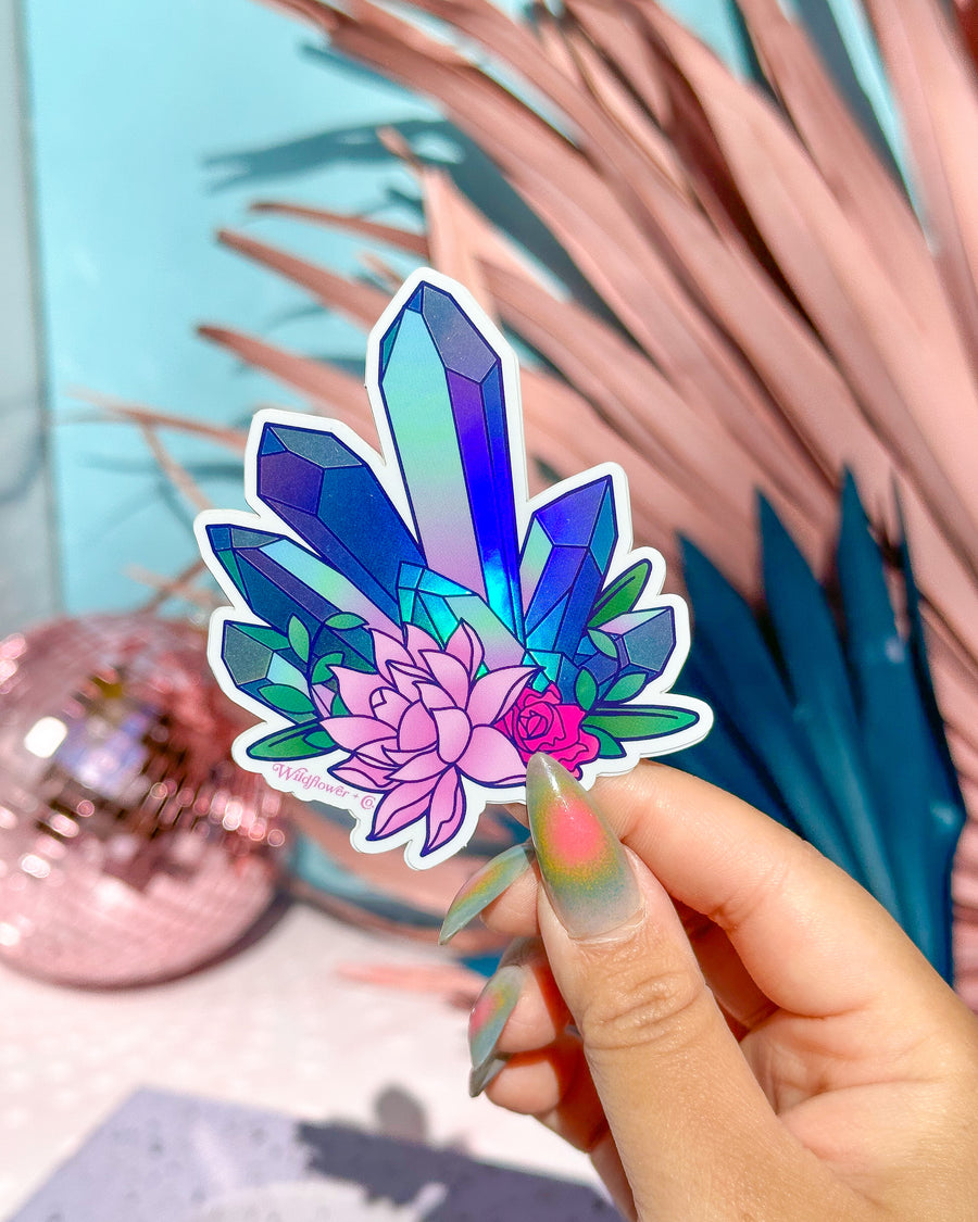 Crystals + Flowers Is My Love Language Sticker